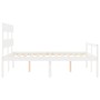 Double bed for seniors with white solid wood headboard by vidaXL, Beds and slatted bases - Ref: Foro24-3195357, Price: 163,91...