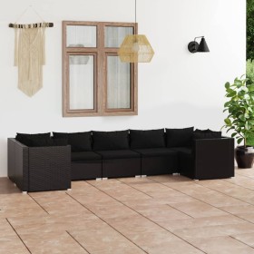 7-piece garden furniture set and black synthetic rattan cushions by vidaXL, Garden sets - Ref: Foro24-3101952, Price: 901,91 ...