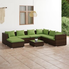 Gartensofa 8 Stück und Kissen aus braunem synthetischem Rattan von vidaXL, Gartensets - Ref: Foro24-3101852, Preis: 793,12 €,...