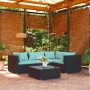 Set de muebles de jardín 5 pzas y cojines ratán sintético negro de vidaXL, Conjuntos de jardín - Ref: Foro24-3101681, Precio:...