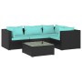 Set de muebles de jardín 5 pzas y cojines ratán sintético negro de vidaXL, Conjuntos de jardín - Ref: Foro24-3101681, Precio:...