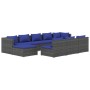 Set de muebles de jardín 10 pzas y cojines ratán sintético gris de vidaXL, Conjuntos de jardín - Ref: Foro24-3102022, Precio:...