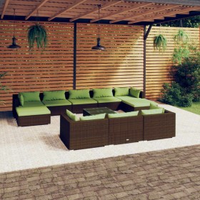 Gartenmöbel-Set, 11-teilig, braune Kissen aus synthetischem Rattan von vidaXL, Gartensets - Ref: Foro24-3102052, Preis: 1,00 ...