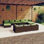 Set de muebles de jardín 11 pzas cojines ratán sintético marrón de vidaXL, Conjuntos de jardín - Ref: Foro24-3102052, Precio:...