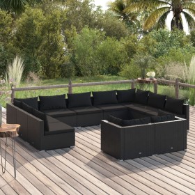 Garden furniture set 11 pieces with black synthetic rattan cushions by vidaXL, Garden sets - Ref: Foro24-3102072, Price: 1,00...