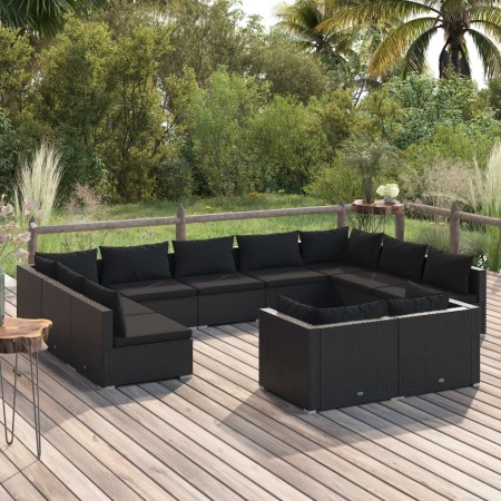 Gartenmöbel-Set 11 Stück synthetische Rattan-Kissen schwarz von vidaXL, Gartensets - Ref: Foro24-3102072, Preis: 1,00 €, Raba...