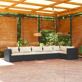 6-piece garden furniture set and black synthetic rattan cushions by vidaXL, Garden sets - Ref: Foro24-3101703, Price: 591,41 ...