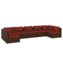 Set muebles de jardín 7 piezas y cojines ratán sintético marrón de vidaXL, Conjuntos de jardín - Ref: Foro24-3101891, Precio:...