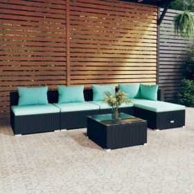 6-teiliges Gartenmöbel-Set und schwarze Kissen aus synthetischem Rattan von vidaXL, Gartensets - Ref: Foro24-3101633, Preis: ...