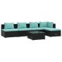 Set de muebles de jardín 6 pzas y cojines ratán sintético negro de vidaXL, Conjuntos de jardín - Ref: Foro24-3101633, Precio:...