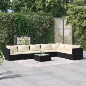 8-teiliges Gartenmöbel-Set und schwarze synthetische Rattankissen von vidaXL, Gartensets - Ref: Foro24-3101751, Preis: 723,99...