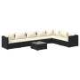 Set de muebles de jardín 8 pzas y cojines ratán sintético negro de vidaXL, Conjuntos de jardín - Ref: Foro24-3101751, Precio:...