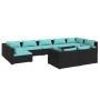 Set de muebles de jardín 9 pzas y cojines ratán sintético negro de vidaXL, Conjuntos de jardín - Ref: Foro24-3102057, Precio:...