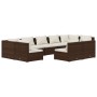 Set muebles de jardín 9 piezas y cojines ratán sintético marrón de vidaXL, Conjuntos de jardín - Ref: Foro24-3102026, Precio:...