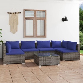 Gartensofa 7-teilig und Kissen synthetisches Rattan grau von vidaXL, Gartensets - Ref: Foro24-3101886, Preis: 459,99 €, Rabat...