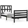 Bed frame with black solid wood headboard 100x200 cm by vidaXL, Beds and slatted bases - Ref: Foro24-3194370, Price: 120,98 €...