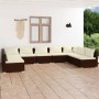 Set muebles de jardín 9 piezas y cojines ratán sintético marrón de vidaXL, Conjuntos de jardín - Ref: Foro24-3101906, Precio:...