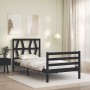 Bed frame with black solid wood headboard 100x200 cm by vidaXL, Beds and slatted bases - Ref: Foro24-3194370, Price: 120,98 €...