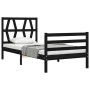 Bed frame with black solid wood headboard 100x200 cm by vidaXL, Beds and slatted bases - Ref: Foro24-3194370, Price: 120,98 €...