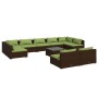 Set muebles de jardín 10 pzas y cojines ratán sintético marrón de vidaXL, Conjuntos de jardín - Ref: Foro24-3102036, Precio: ...