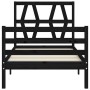 Bed frame with black solid wood headboard 100x200 cm by vidaXL, Beds and slatted bases - Ref: Foro24-3194370, Price: 120,98 €...