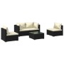 Gartenmöbel Set 5 Stück und Kissen Kunststoff Rattan schwarz von vidaXL, Gartensets - Ref: Foro24-3102175, Preis: 394,74 €, R...