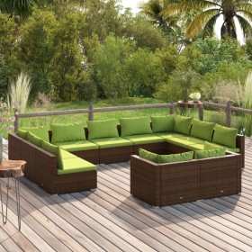 Gartenmöbel-Set, 11-teilig, braune Kissen aus synthetischem Rattan von vidaXL, Gartensets - Ref: Foro24-3102076, Preis: 1,00 ...