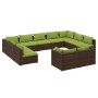 Set de muebles de jardín 11 pzas cojines ratán sintético marrón de vidaXL, Conjuntos de jardín - Ref: Foro24-3102076, Precio:...