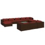 Set muebles de jardín 11 pzas y cojines ratán sintético marrón de vidaXL, Conjuntos de jardín - Ref: Foro24-3102051, Precio: ...