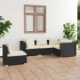 Set de muebles de jardín 5 pzas y cojines ratán sintético negro de vidaXL, Conjuntos de jardín - Ref: Foro24-3102311, Precio:...