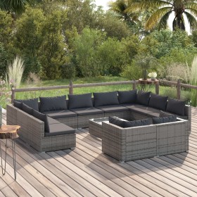 Gartenmöbel Set 12 Stück und Kissen Kunststoff Rattan grau von vidaXL, Gartensets - Ref: Foro24-3102085, Preis: 1,00 €, Rabat...