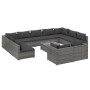 Set de muebles de jardín 12 pzas y cojines ratán sintético gris de vidaXL, Conjuntos de jardín - Ref: Foro24-3102085, Precio:...