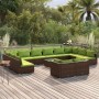 Set muebles de jardín 13 pzas y cojines ratán sintético marrón de vidaXL, Conjuntos de jardín - Ref: Foro24-3102100, Precio: ...