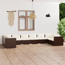 Gartenmöbel-Set 10-teilig und braune synthetische Rattankissen von vidaXL, Gartensets - Ref: Foro24-3101986, Preis: 1,00 €, R...