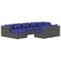 Set de muebles de jardín 9 pzas y cojines ratán sintético gris de vidaXL, Conjuntos de jardín - Ref: Foro24-3102006, Precio: ...