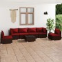 Set muebles de jardín 7 piezas y cojines ratán sintético marrón de vidaXL, Conjuntos de jardín - Ref: Foro24-3102219, Precio:...