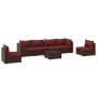 Set muebles de jardín 7 piezas y cojines ratán sintético marrón de vidaXL, Conjuntos de jardín - Ref: Foro24-3102219, Precio:...