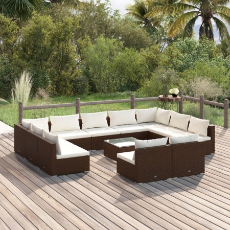 Gartenmöbel-Set, 12-teilig, braune Kissen aus synthetischem Rattan von vidaXL, Gartensets - Ref: Foro24-3102130, Preis: 1,00 ...