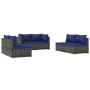 Set de muebles de jardín 6 pzas y cojines ratán sintético gris de vidaXL, Conjuntos de jardín - Ref: Foro24-3102214, Precio: ...