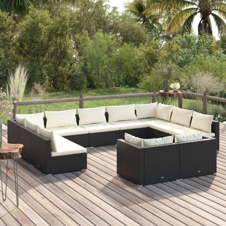 Gartenmöbel-Set 11-teilig, schwarze Kissen aus synthetischem Rattan von vidaXL, Gartensets - Ref: Foro24-3102071, Preis: 1,00...