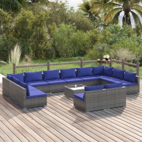 13-teiliges Gartenmöbel-Set und graue synthetische Rattankissen von vidaXL, Gartensets - Ref: Foro24-3102150, Preis: 898,01 €...