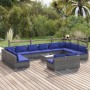 Set de muebles de jardín 13 pzas y cojines ratán sintético gris de vidaXL, Conjuntos de jardín - Ref: Foro24-3102150, Precio:...