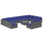 Set de muebles de jardín 13 pzas y cojines ratán sintético gris de vidaXL, Conjuntos de jardín - Ref: Foro24-3102150, Precio:...