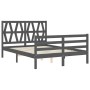 Gray solid wood bed frame with headboard 120x200 cm by vidaXL, Beds and slatted bases - Ref: Foro24-3194373, Price: 148,99 €,...