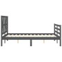 Gray solid wood bed frame with headboard 120x200 cm by vidaXL, Beds and slatted bases - Ref: Foro24-3194373, Price: 148,99 €,...