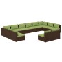 Set muebles de jardín y cojines 12 pzas ratán sintético marrón de vidaXL, Conjuntos de jardín - Ref: Foro24-3102140, Precio: ...