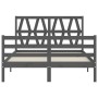 Gray solid wood bed frame with headboard 120x200 cm by vidaXL, Beds and slatted bases - Ref: Foro24-3194373, Price: 148,99 €,...