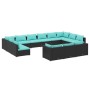 Set de muebles de jardín 13 pzas cojines ratán sintético negro de vidaXL, Conjuntos de jardín - Ref: Foro24-3102105, Precio: ...