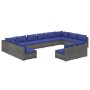 Set de muebles de jardín 12 pzas cojines ratán sintético gris de vidaXL, Conjuntos de jardín - Ref: Foro24-3102142, Precio: 1...