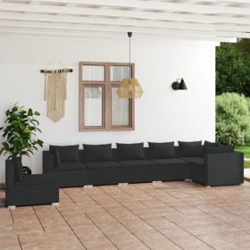 7-piece garden furniture set with black synthetic rattan cushions by vidaXL, Garden sets - Ref: Foro24-3102336, Price: 701,99...